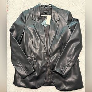 Evereve Black Leather Blazer